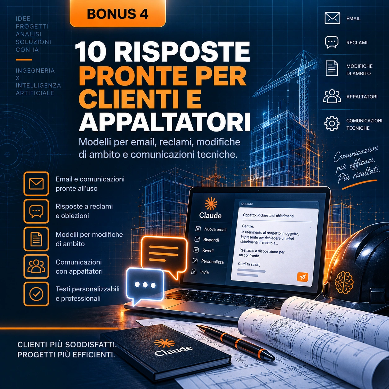 Copertina del Bonus #4 - 10 Risposte Pronte per Clienti e Appaltatori